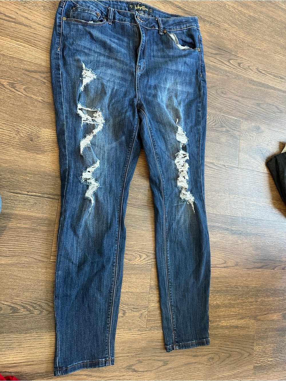 Indigo Rein Dark Blue Distressed Skinny Jeans